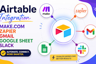 integrate airtable with make com, zapier, gamil, google sheet and slack