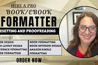 do professional book formatting for kindle, KDP, epub and paper back