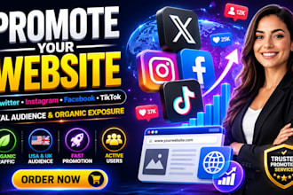 shoutout promote website link to active 100m USA UK twitter, ig fb tiktok users