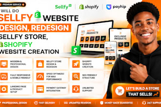 do sellfy website design, redesign sellfy store, shopify website creation