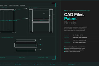 draft mechanical cad patent drawings for startup product filings, exploded view