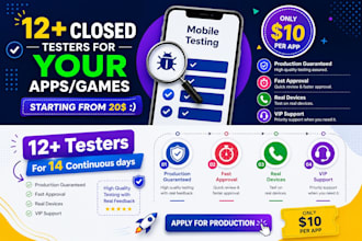 provide 12 testers google play testers, android app testing, closed testing