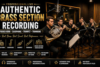 live authentic french horn saxophone trumpet trombone brass section horn section