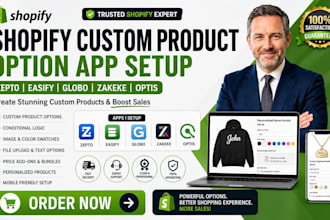 setup shopify custom product zepto easify globo zakeke optis product option apps
