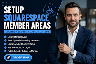 setup squarespace member areas, squarespace course website and gated content