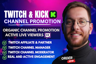 promote your twitch channel to affiliate, partner channel manager, moderator
