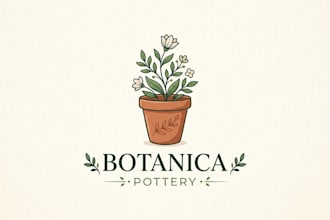 design a fresh and elegant flower pot logo for your brand