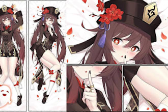 draw custom anime dakimakura waifu or body pillow design