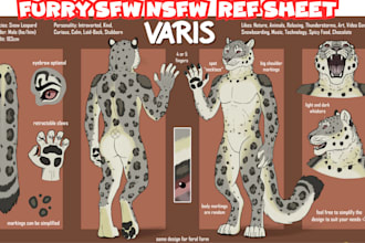 draw furry nsfw reference sheet feral anthro ref sheet anime fursona ref sheet