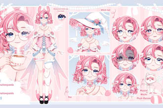 anime vtuber ref sheet vtuber oc live2d character sheet, custom anime oc sheet