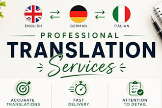 translate english and german texts into italian