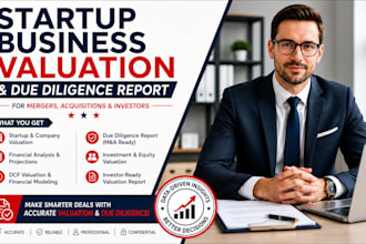 do startup business valuation and due diligence report for mergers, acquisitions
