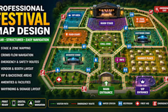 design a festival map and visitor navigation layout system