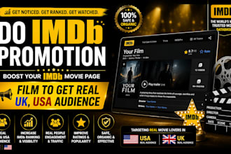 do imdb promotion, boost your imdb profile, movie to get real UK, USA audience