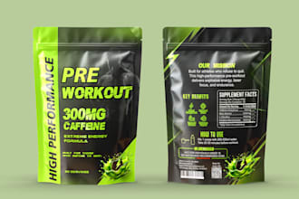 design pre workout and fat burner supplement packaging