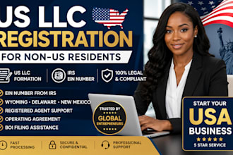 do US llc registration, ein application, and llc formation for non US residents