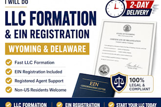 do llc formation and ein registration in wyoming delaware