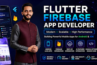 develop flutter mobile app with firebase and API integration