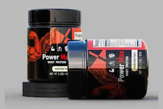 design protein powder and fitness supplement packaging