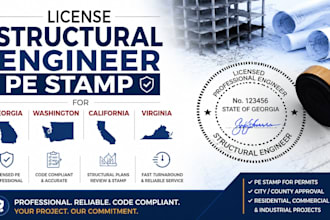 license structural engineer pe stamp for georgia washington california virginia