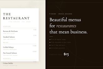 design a beautiful restaurant menu for print and digital