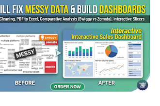 clean messy data merge PDF to excel create professional dashboards