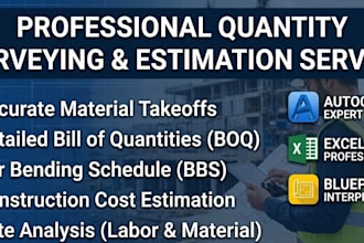 do quantity surveying, cost estimation and bbs for construction project