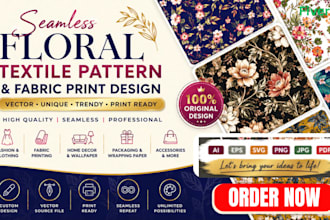 create seamless floral textile pattern and fabric print design art vector