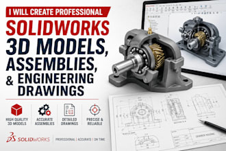 create professional solidworks 3d models, assemblies, and engineering drawings
