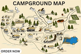 create a hand drawn illustrated map for your campground or rv park
