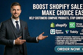 shopify product comparison snap compare bear specs compareder tably equate powr