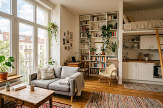 create ai generated interior design and copyspace images