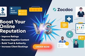 manage your better business bureau and zocdoc reputation, ORM services, SEO