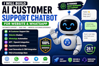 build ai customer support chatbot for website and whatsapp