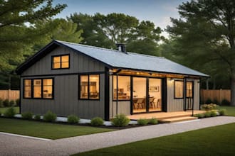 draw container home shed cabin barndominium pole barn modular architecture plan