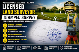 prepare a licensed land surveyor stamped survey for permit and property approval