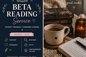 beta read your book and provide detailed and honest feedback