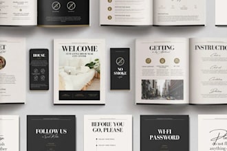 design custom airbnb house manual, welcome book, local area guide and guidebook