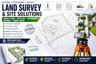 land survey draw survey plans site plan topography land surveyor grading permit