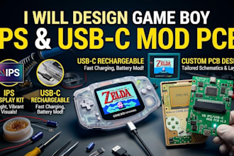 design gameboy ips and usb c mod pcb