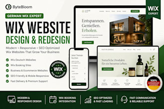 do german wix website design or redesign, wix deutsch, wix booking site