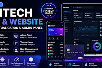 develop custom fintech app and website with virtual cards and admin panel