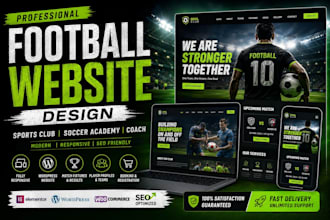 build a premium sport website landing page club website soccer academy website