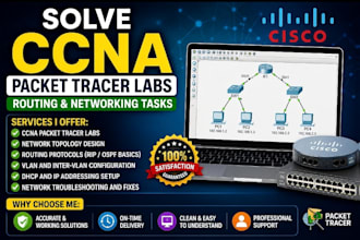 solve ccna packet tracer labs routing and networking tasks