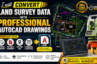 convert land survey data into professional autocad drawings