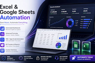 create professional excel dashboards, google sheets automation, and KPI trackers