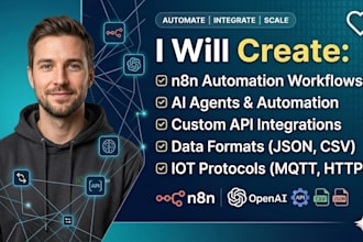 do n8n automation workflows, ai agents, and custom API integrations json mqtt