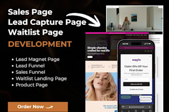 design converting sales page, landing product page, waitlist page, sales funnel