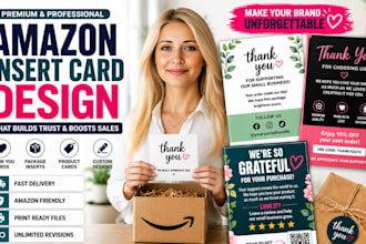 design unique amazon insert card, amazon product insert card and thank you card
