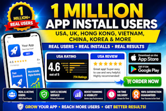 mobile app install, 1000 USA ios android app download